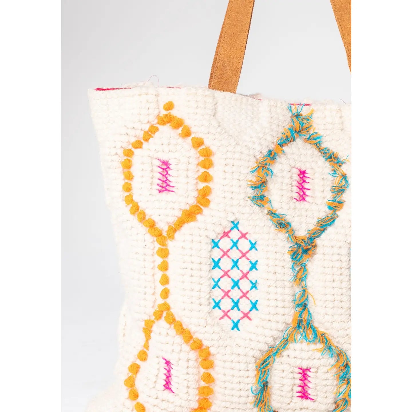 LOVESTITCH Bohemian Embroidered Geo Pattern Carpet Bag