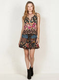 YOUNG THREAD Artistic Patchwork Tank & Denim Print Skirt Set