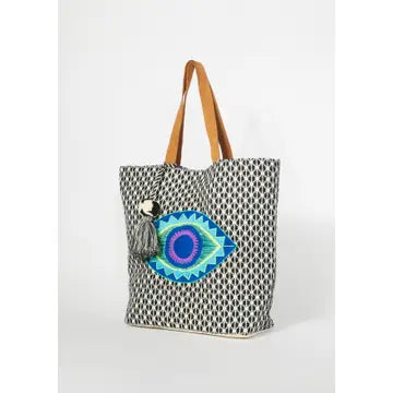 Lovestitch Embroidered Evil Eye Shopper Tote Bag