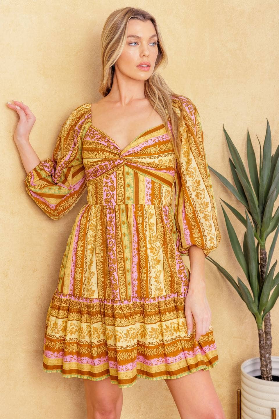A printed woven mini dress - ID21397