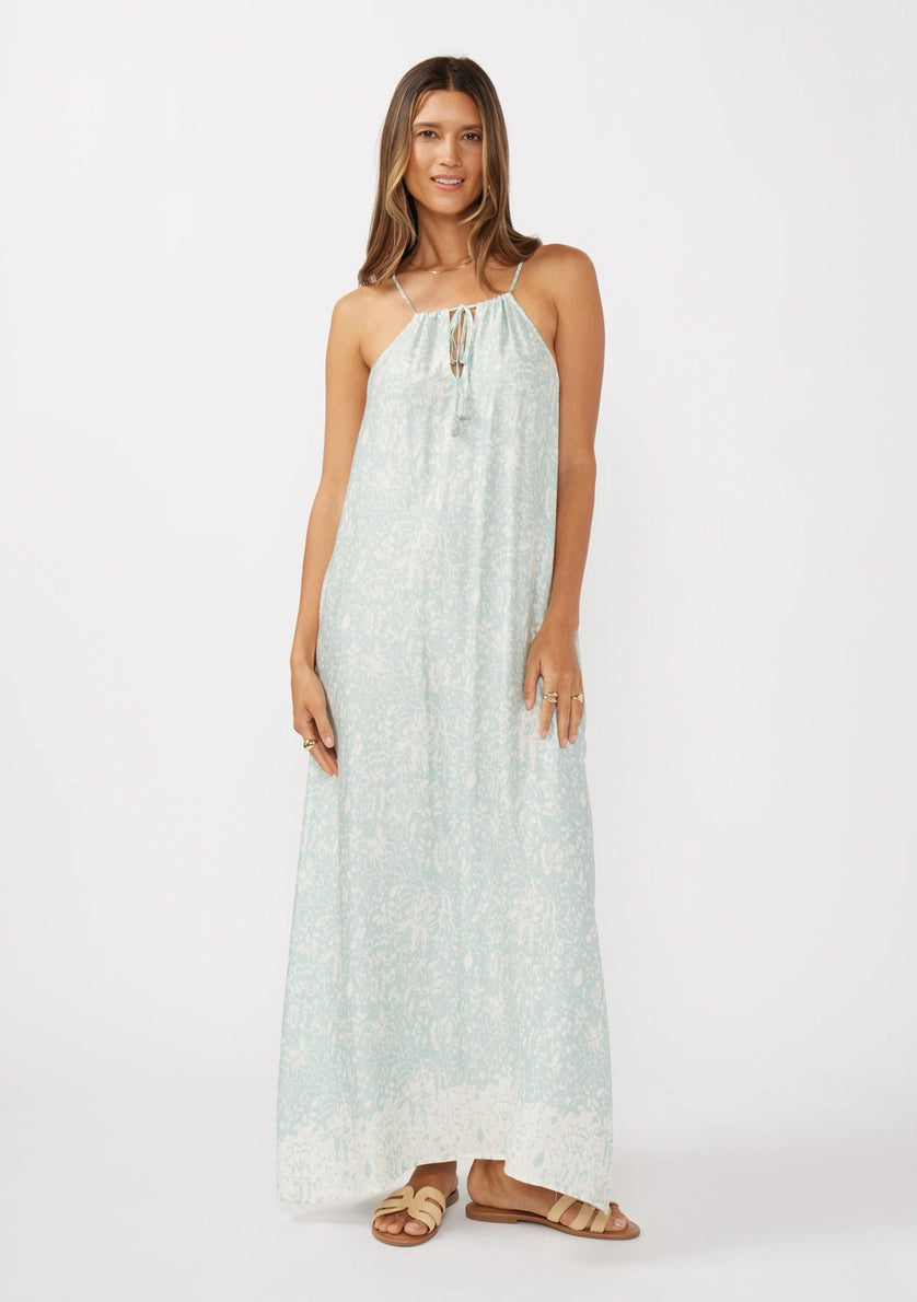 LOVESTITCH Halter Neck Spaghetti Strap Maxi Dress with Tie