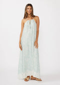 LOVESTITCH Halter Neck Spaghetti Strap Maxi Dress with Tie
