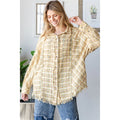OLI & HALI Washed Plaid Mixed Button Down Shirt Top