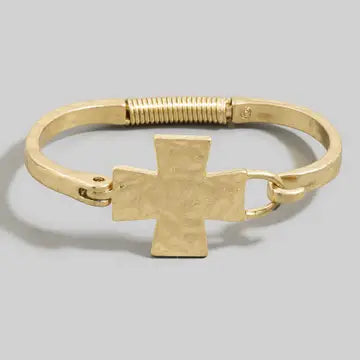 Anarchy Street Hammered Cross Hinge Bangle Bracelet