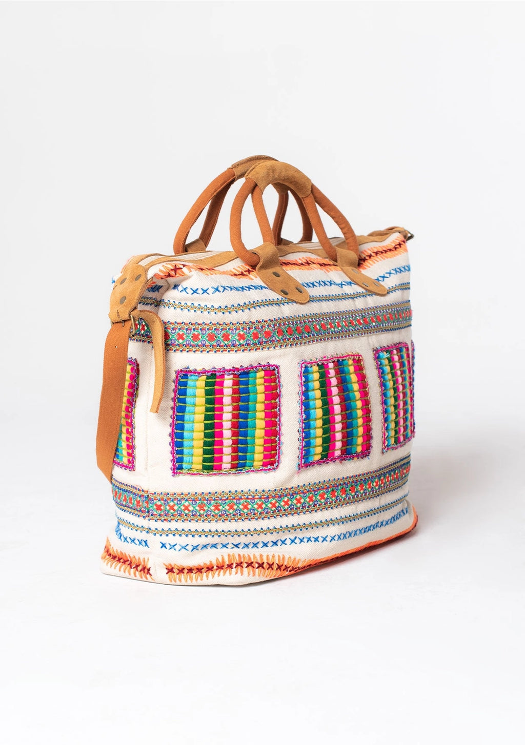LOVESTITCH Multi Color Embroidered Weekender Bag