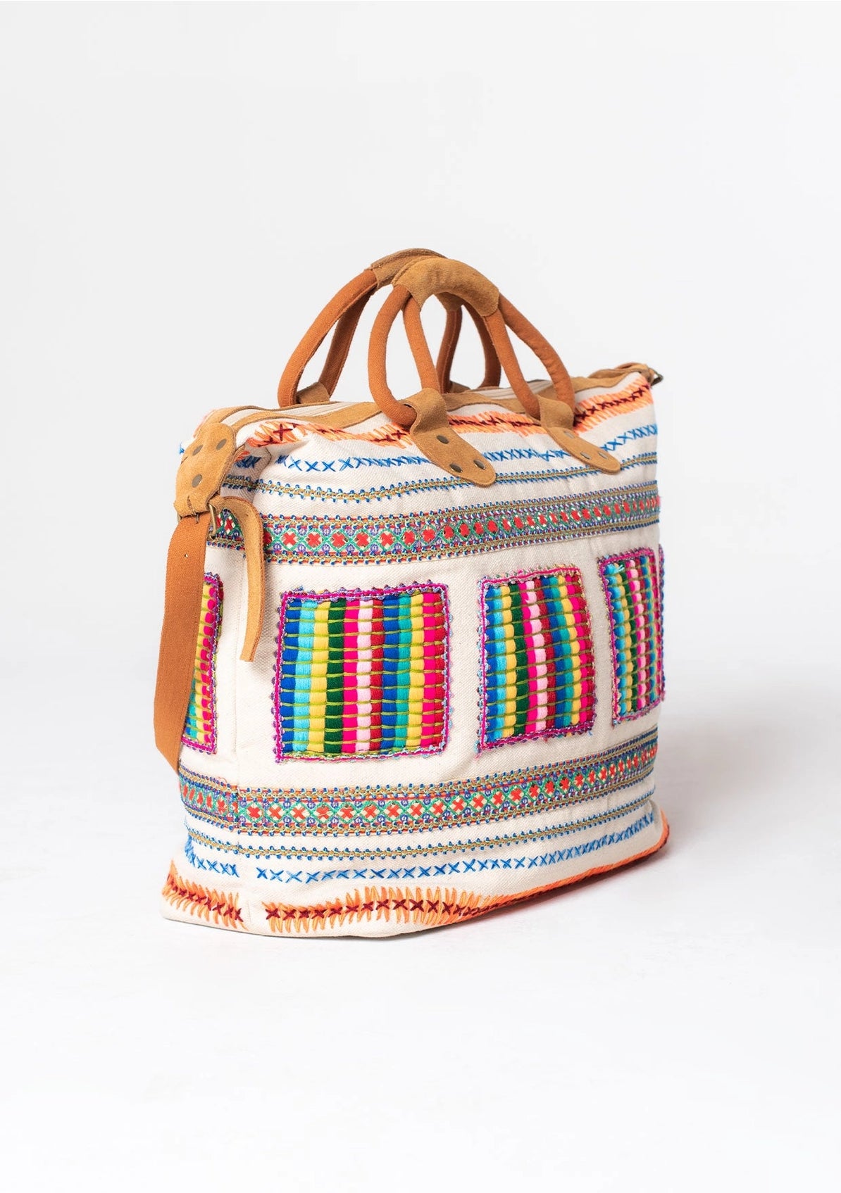 LOVESTITCH Multi Color Embroidered Weekender Bag