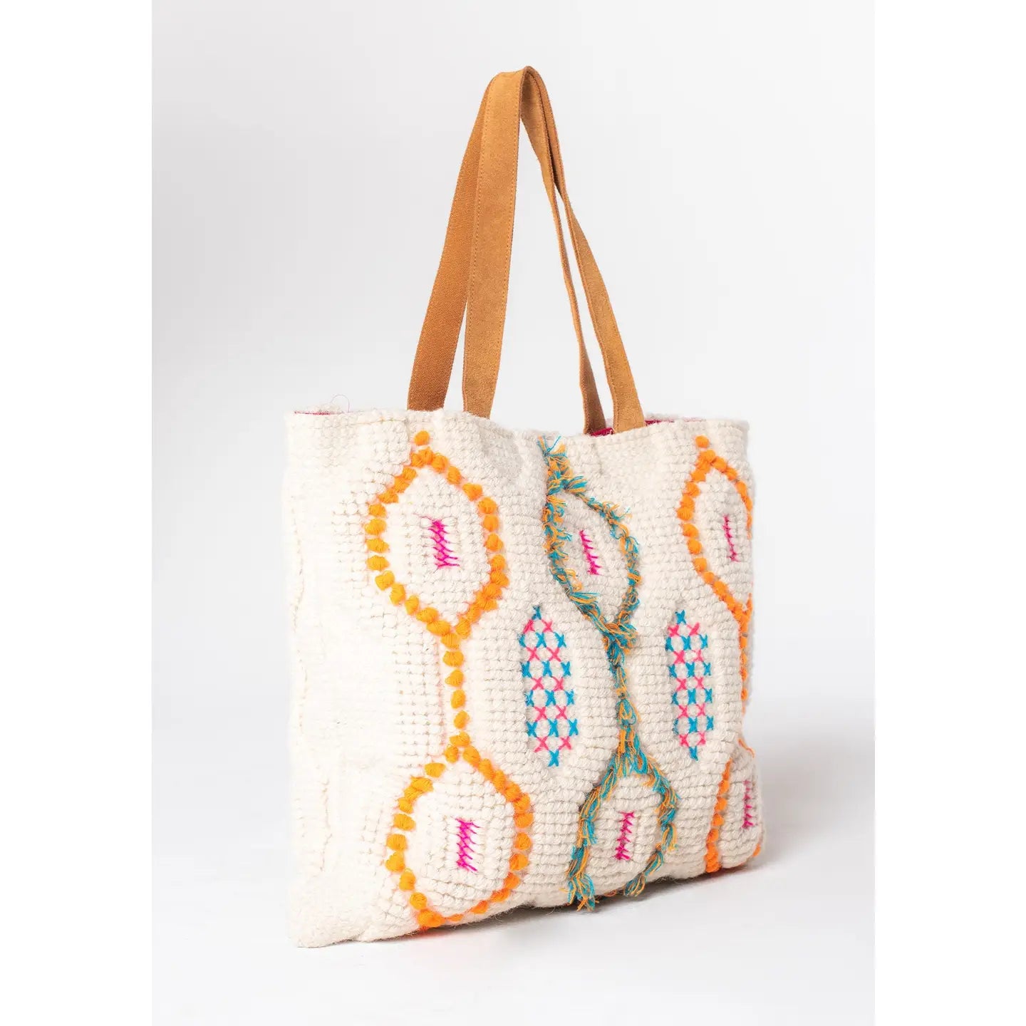 LOVESTITCH Bohemian Embroidered Geo Pattern Carpet Bag