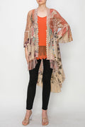 ORIGAMI & APPAREL Ethereal Lace Tiered High-Low Kimono Cardigan Taupe/Howdy
