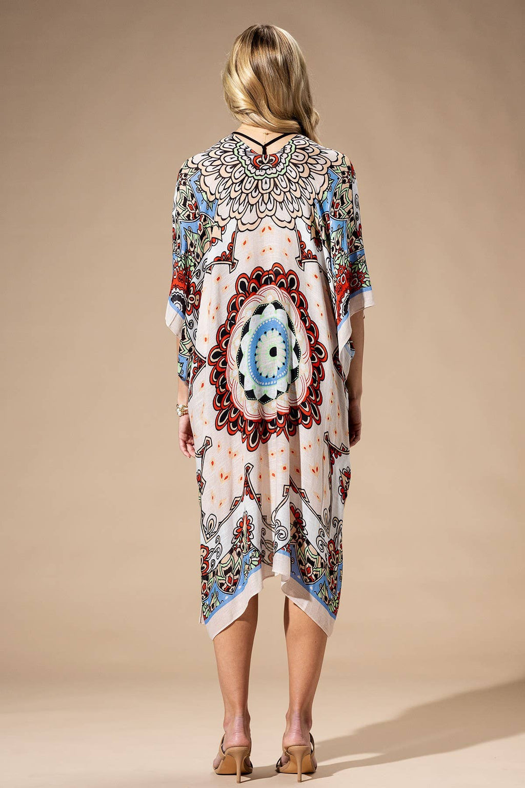 Red Mandala Viscose Kimono