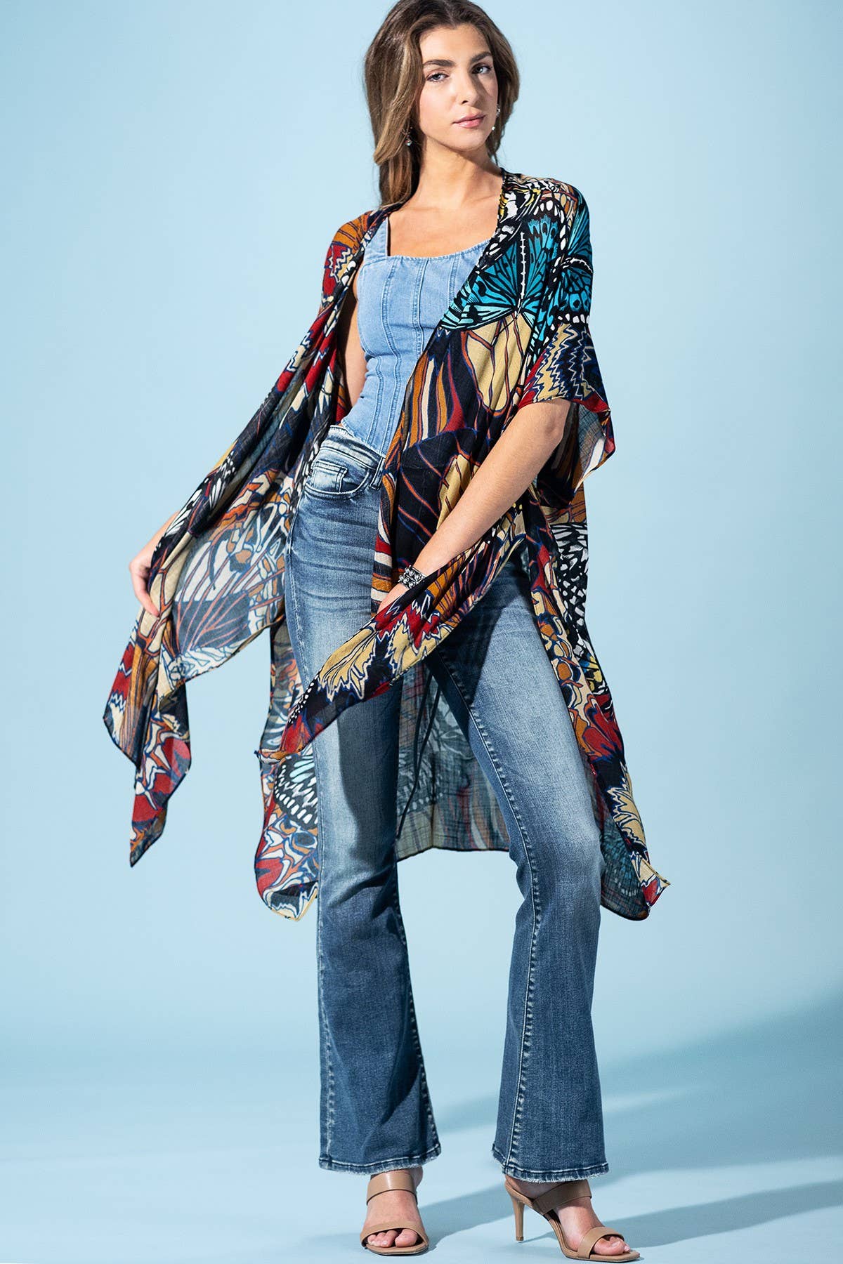 Midnight Monarch Viscose Kimono