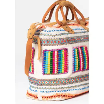 LOVESTITCH Multi Color Embroidered Weekender Bag