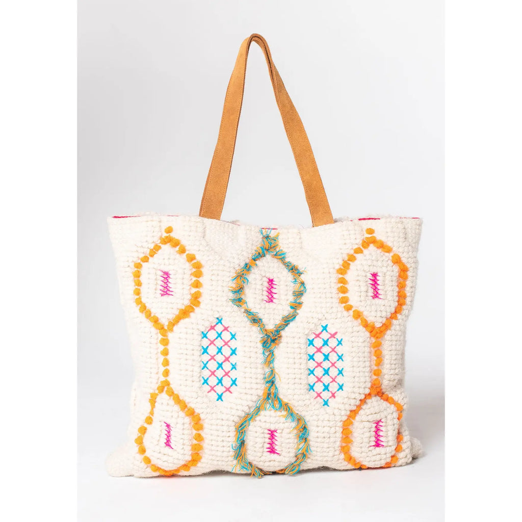 LOVESTITCH Bohemian Embroidered Geo Pattern Carpet Bag