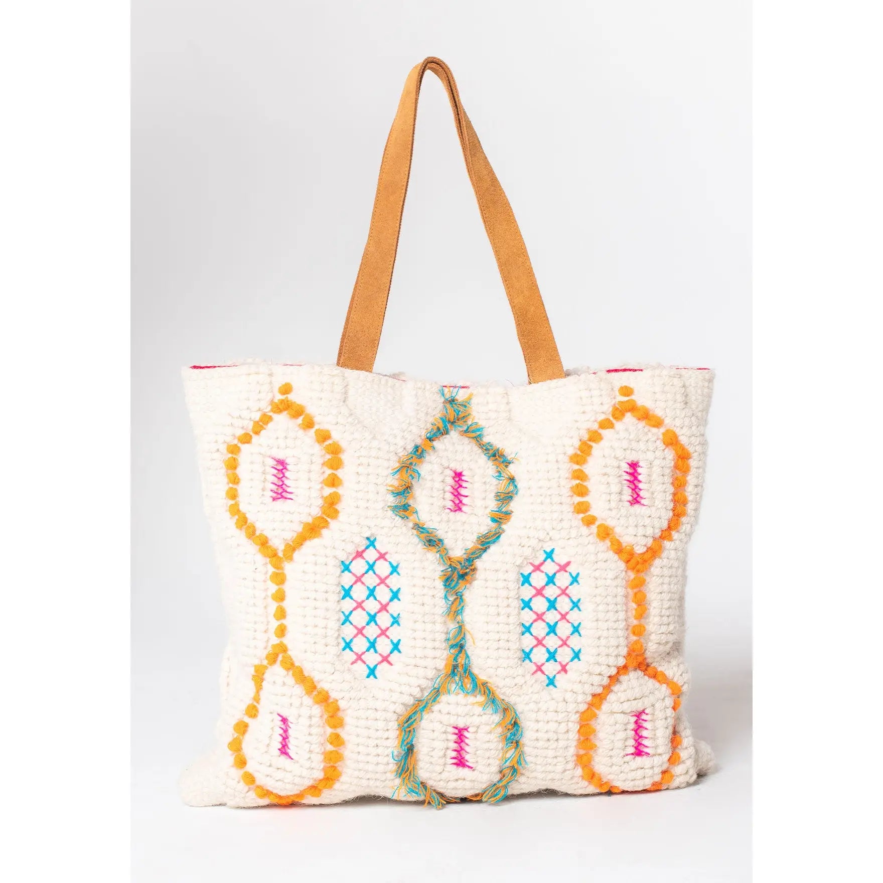 LOVESTITCH Bohemian Embroidered Geo Pattern Carpet Bag