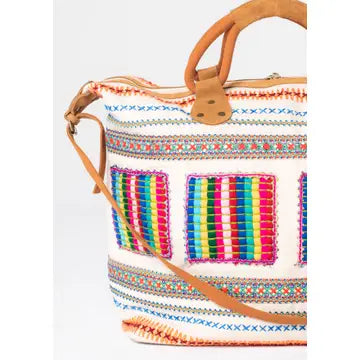 LOVESTITCH Multi Color Embroidered Weekender Bag