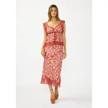 LOVESTITCH Maxi Slip Skirt with Scalloped Lace Hem