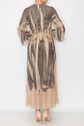 ORIGAMI APPAREL Romantic Lace Bell-Sleeved Midi Rodeo Dress