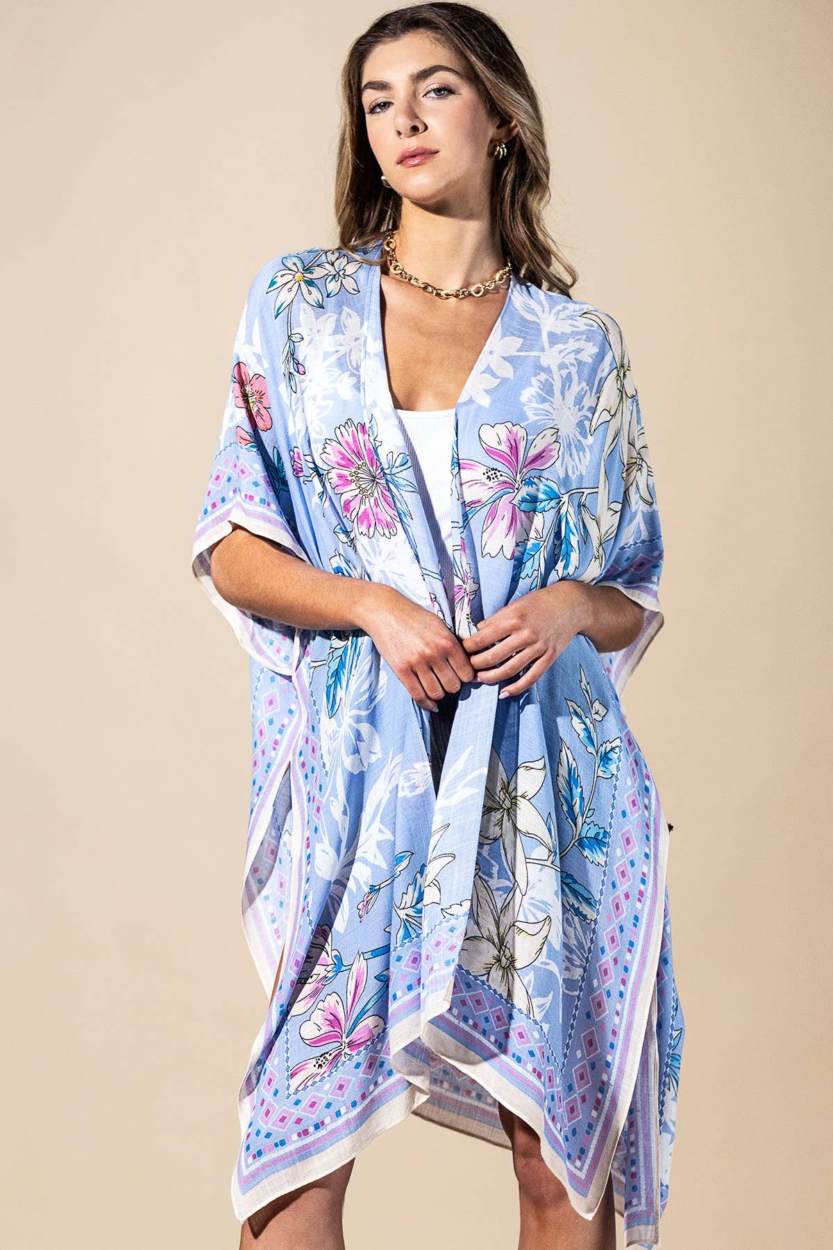 Blue Drift Viscose Kimono