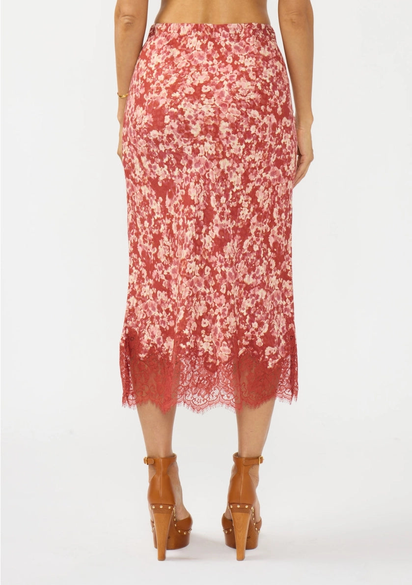 LOVESTITCH Maxi Slip Skirt with Scalloped Lace Hem