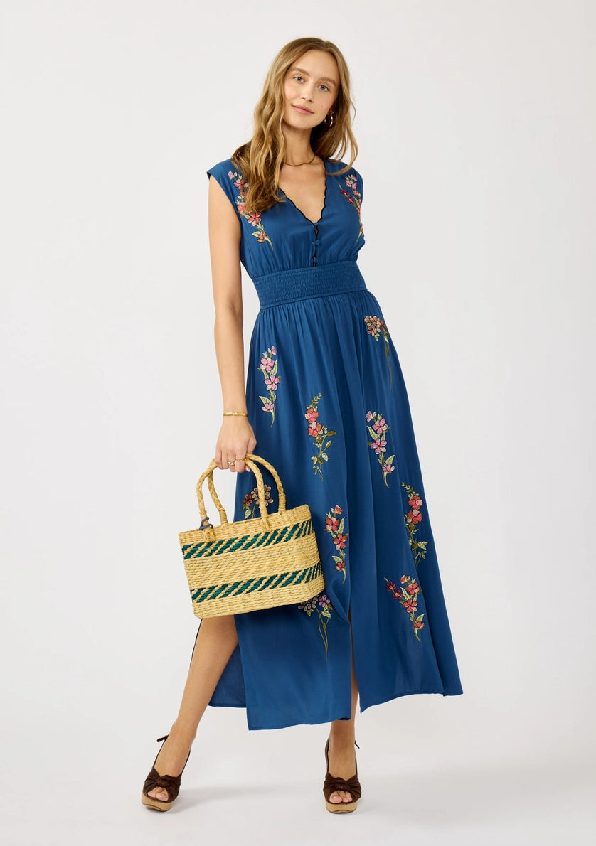 LOVESTITCH Floral Scalloped Embroidered Maxi Dress