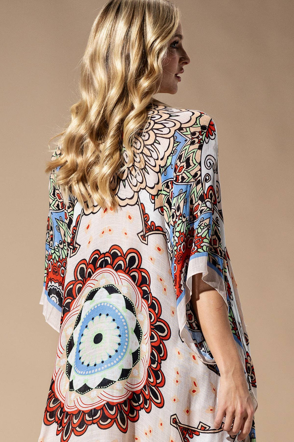 Red Mandala Viscose Kimono