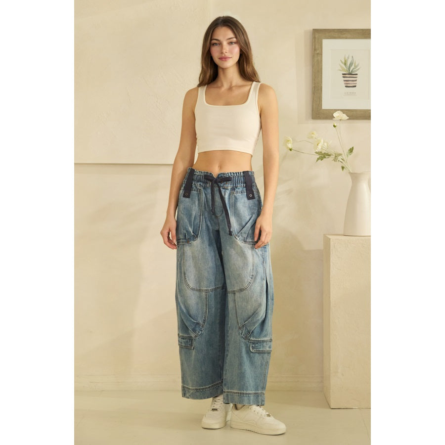 OLI & HALI Detailed Barrel Denim Jeans