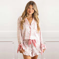 8 OAK LANE SWEETHEART BLOOMS SATIN RUFFLE PJ SHORT SET