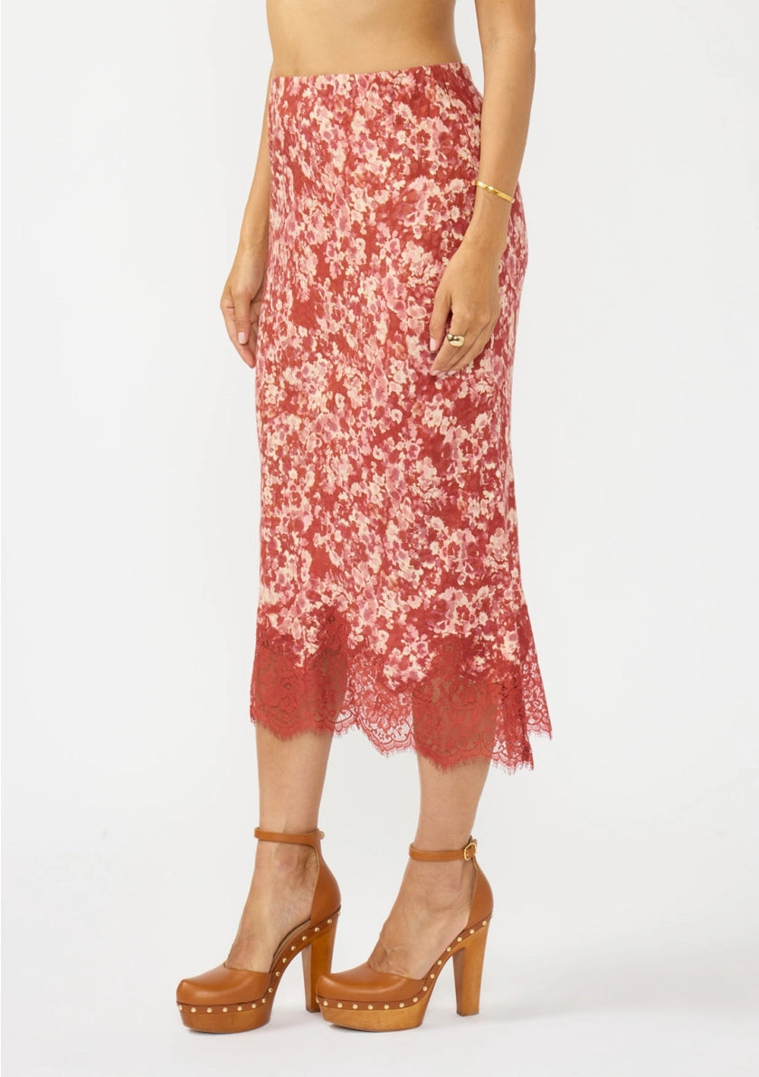 LOVESTITCH Maxi Slip Skirt with Scalloped Lace Hem