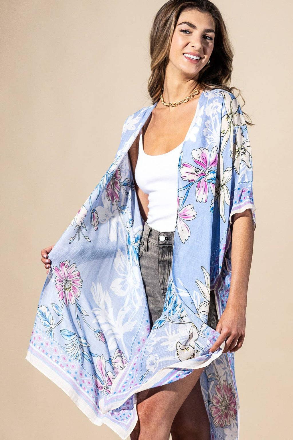 Blue Drift Viscose Kimono