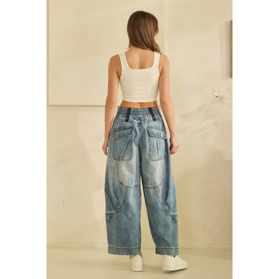 OLI & HALI Detailed Barrel Denim Jeans