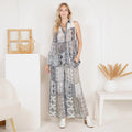 YOUNG THREAD Boho Patchwork Set: Buttondown Top & Flared Pants