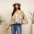 YOUNG THREAD Vintage Floral Patchwork Cropped Shrug - Ruffle Sleeve