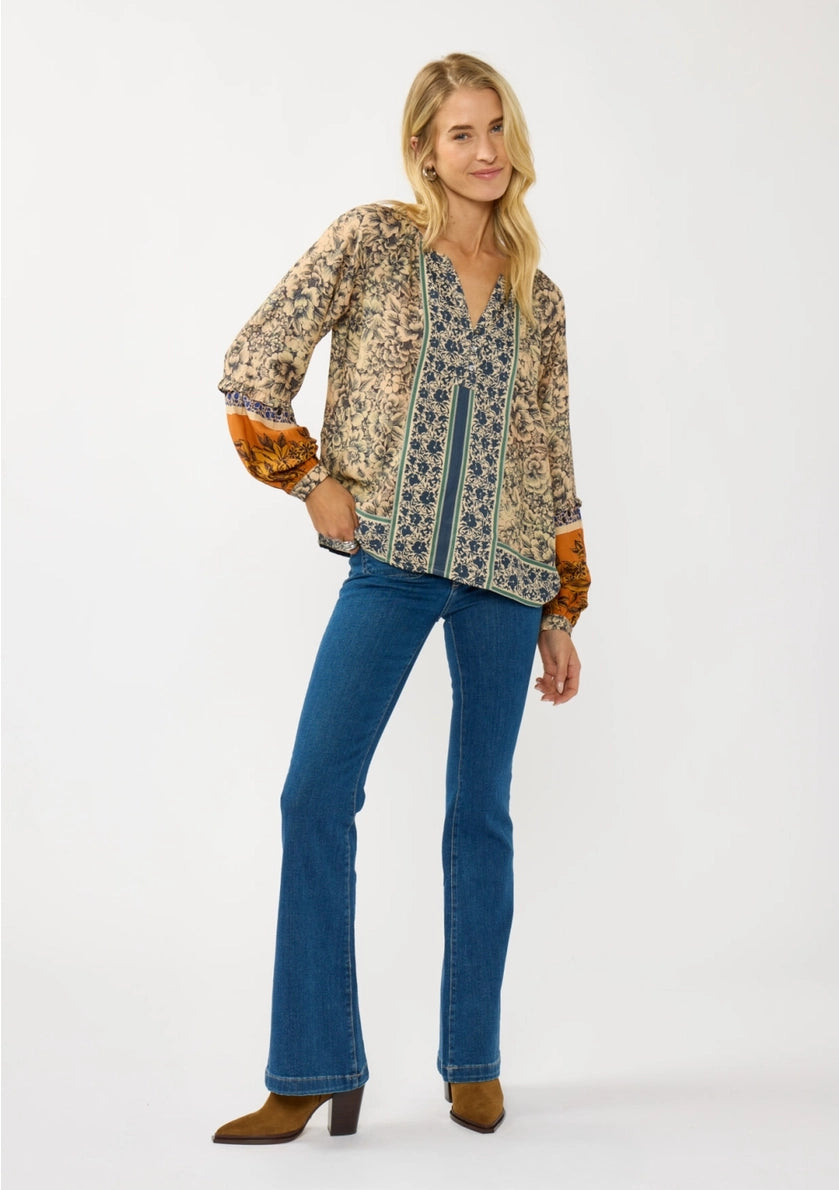 LOVESTITCH Boho Border Button Blouse