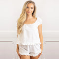 8 Oak Lane White Textured Stripe Cap Sleeve Sleep Set