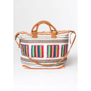 LOVESTITCH Multi Color Embroidered Weekender Bag