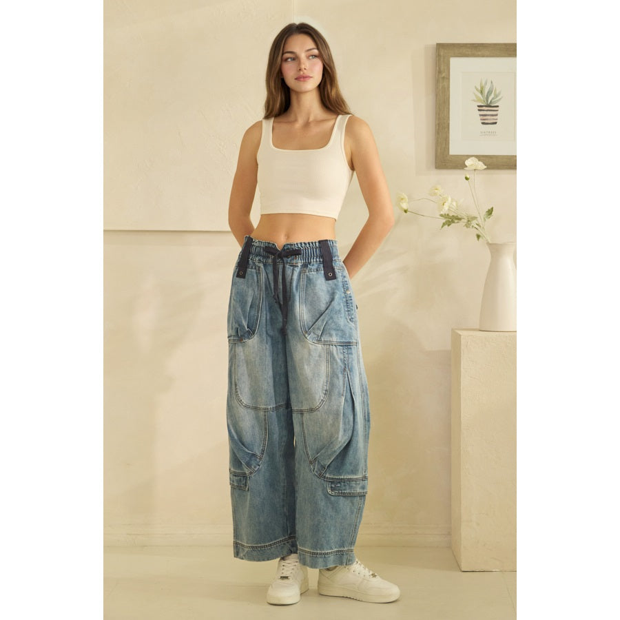 OLI & HALI Detailed Barrel Denim Jeans