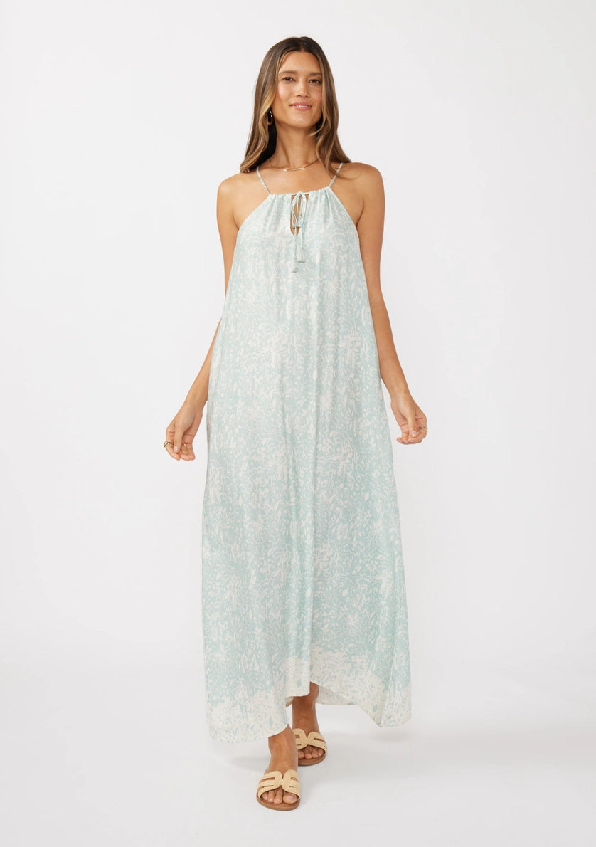 LOVESTITCH Halter Neck Spaghetti Strap Maxi Dress with Tie