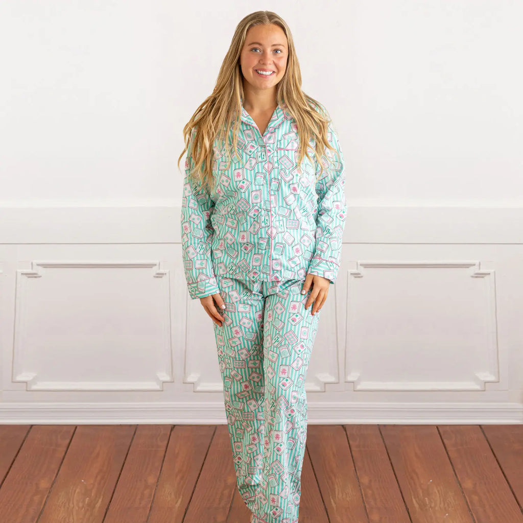 8 Oak Lane Mahjong Stripe Pj Set with Pants &amp; Long Sleeve Top