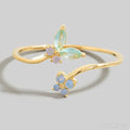 Anarchy Street  Gold Dipped Cz Butterfly and Flower Band Open Ring