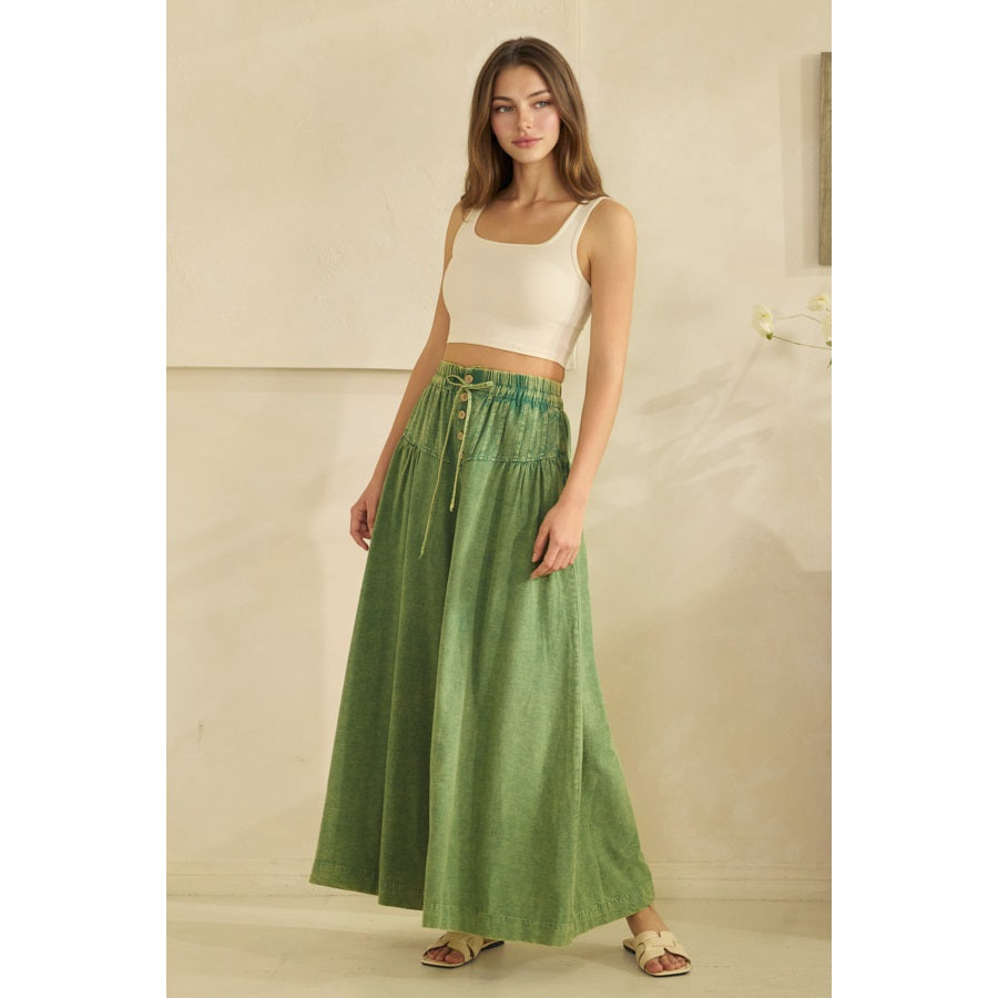 OLI & HALI Washed Pintuck Wide Leg Pants