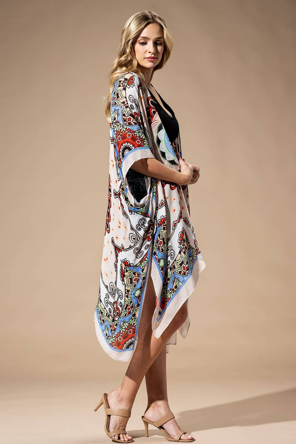 Red Mandala Viscose Kimono