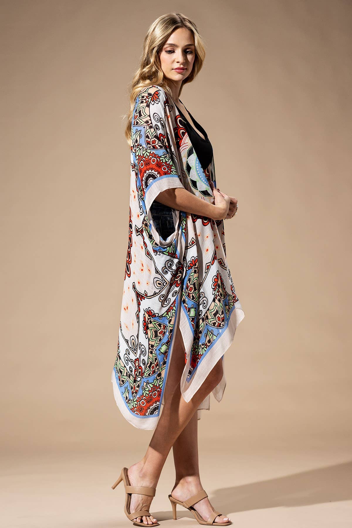 Red Mandala Viscose Kimono