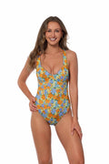 BEACH JOY BIKINI RIBBED FLORAL UNDERWIRE ONE PIECE SWIMSUIT